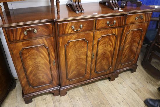 A George III style mahogany breakfront sideboard, W.153cm